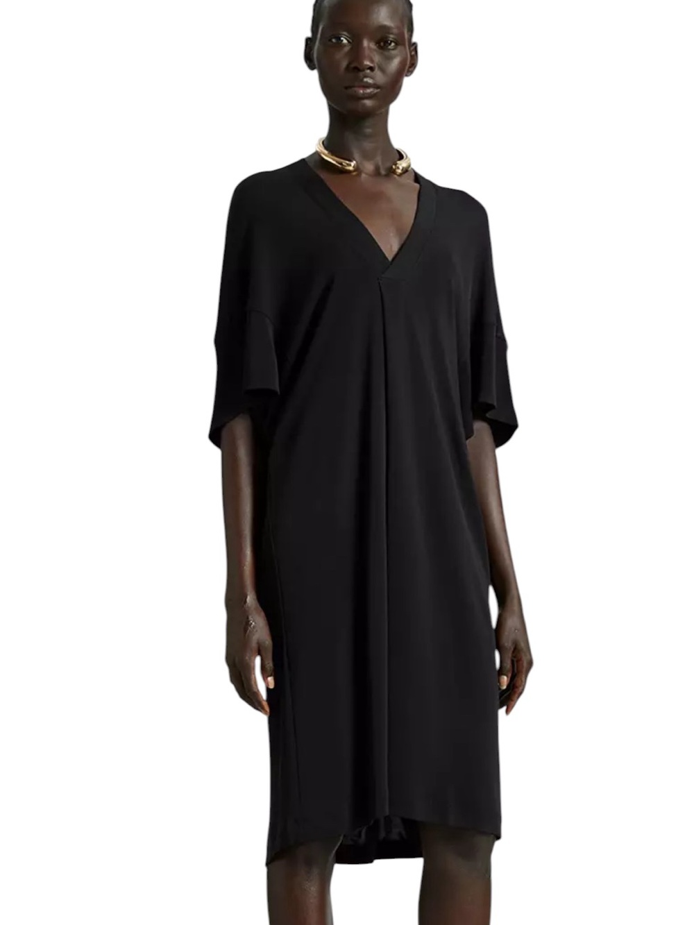 NWOT & Other Stories Black Draped Minimalist Loose Fit Dress Sz M/L